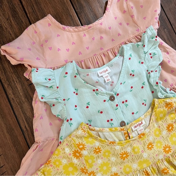 Bundle (3) Youth Girls 10 12 Floral Tops Tiered Girlie Hearts Cat Jack Cherries - Picture 2 of 13